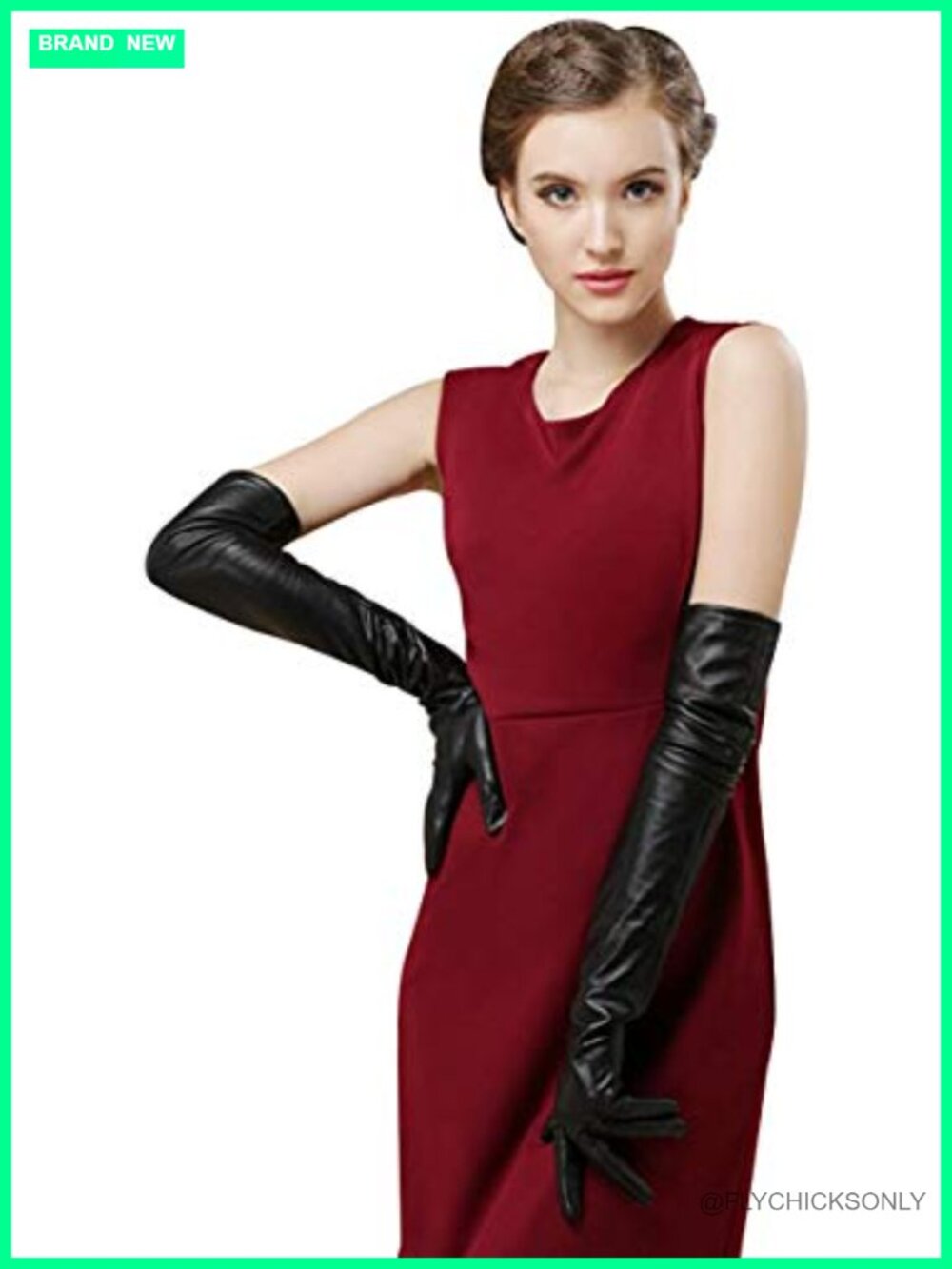 Women's Faux Leather Elbow Length Opera Gloves Touchscreen